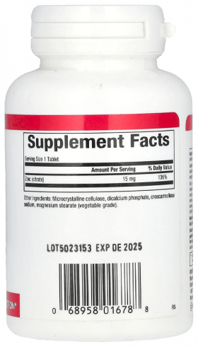 Natural Factors Zinc Citrate 15 mg, 90 таблеток