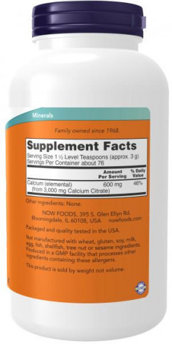 NOW Calcium Citrate, Кальций Цитрат, 227 гр