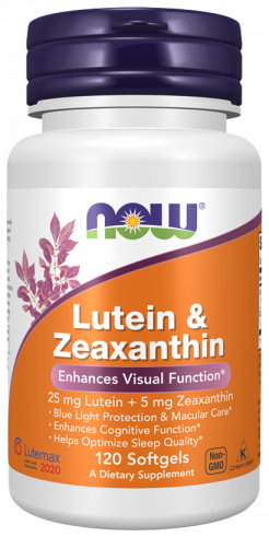 NOW Lutein &amp; Zeaxanthin, Лютеин и Зеаксантин, 120 капсул