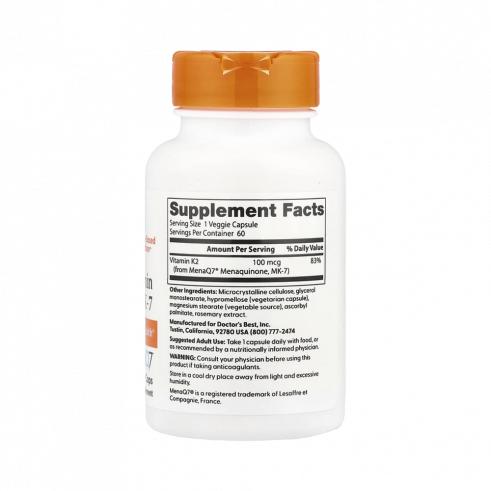 Doctor's Best Vitamin K2 MK-7, Витамин K2 MK-7, 60 капсул