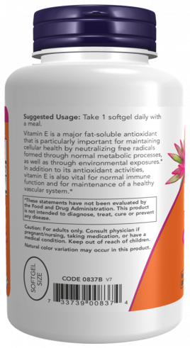 NOW Vitamin E-400 D-Alpha Tocopheryl, 250 капсул
