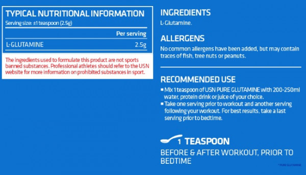 USN Pure Glutamine, 150+150 г